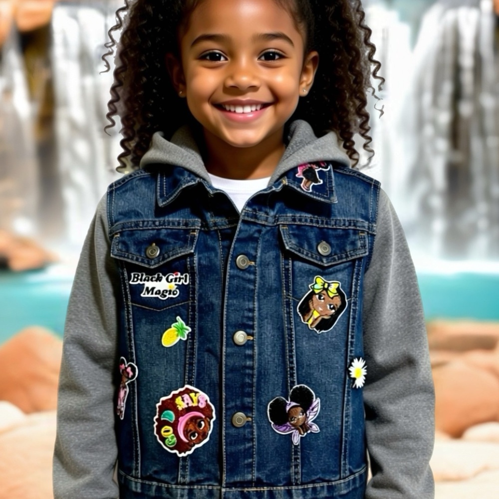 Girls Black Girl Magic Patch Jacket